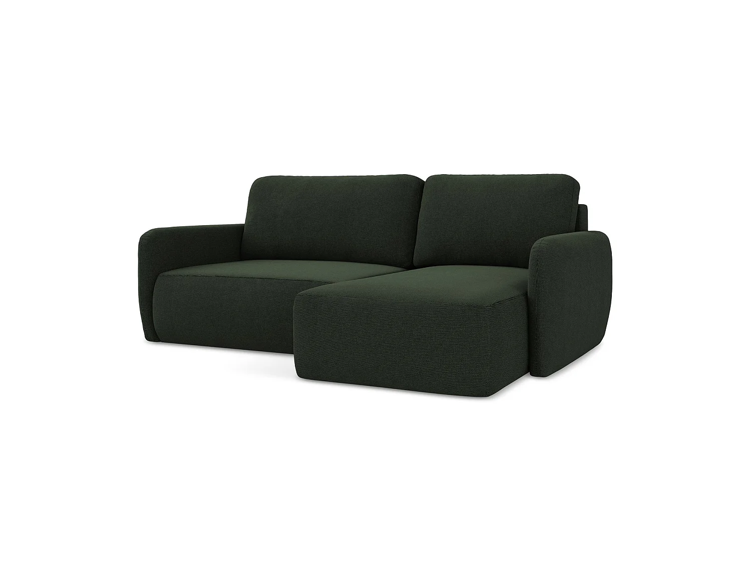 Canapé d'angle droit convertible en tissu texturé - bouteille verte - CORLE