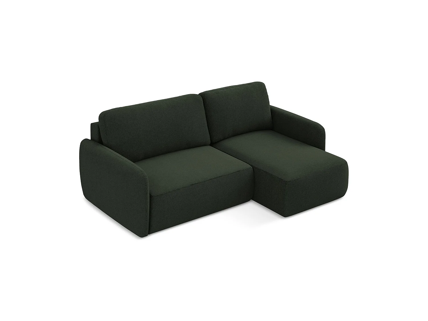Canapé d'angle droit convertible en tissu texturé - bouteille verte - CORLE