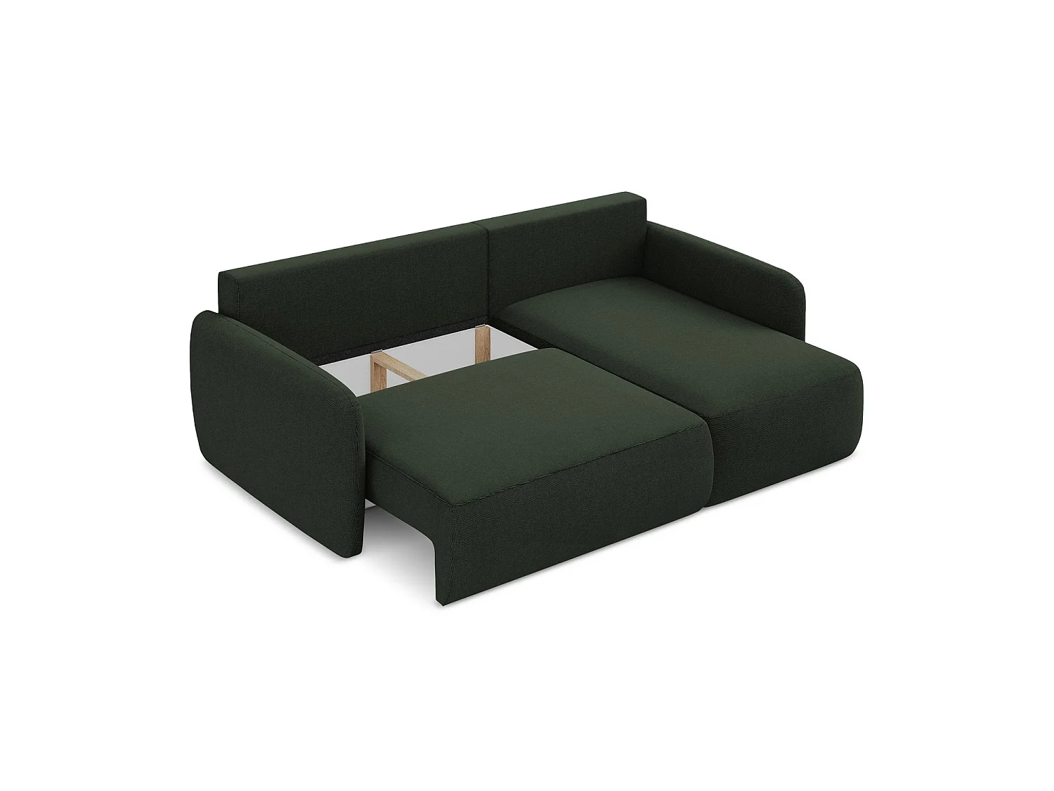 Canapé d'angle droit convertible en tissu texturé - bouteille verte - CORLE