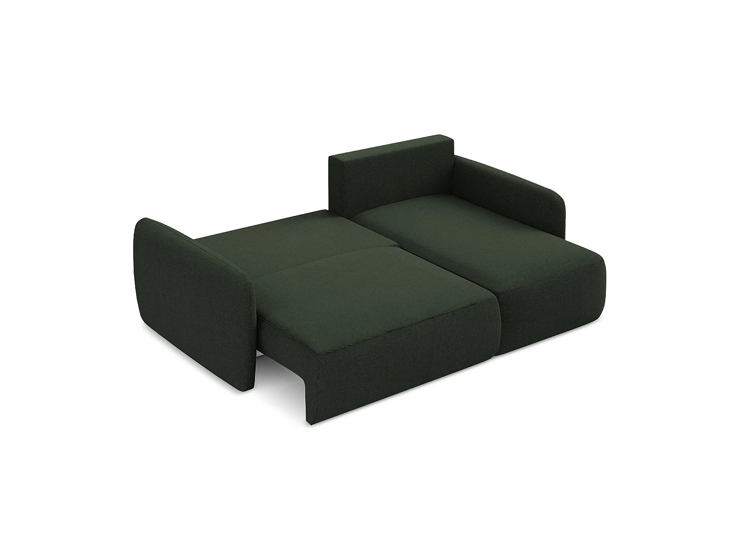 Canapé d'angle droit convertible en tissu texturé - bouteille verte - CORLE