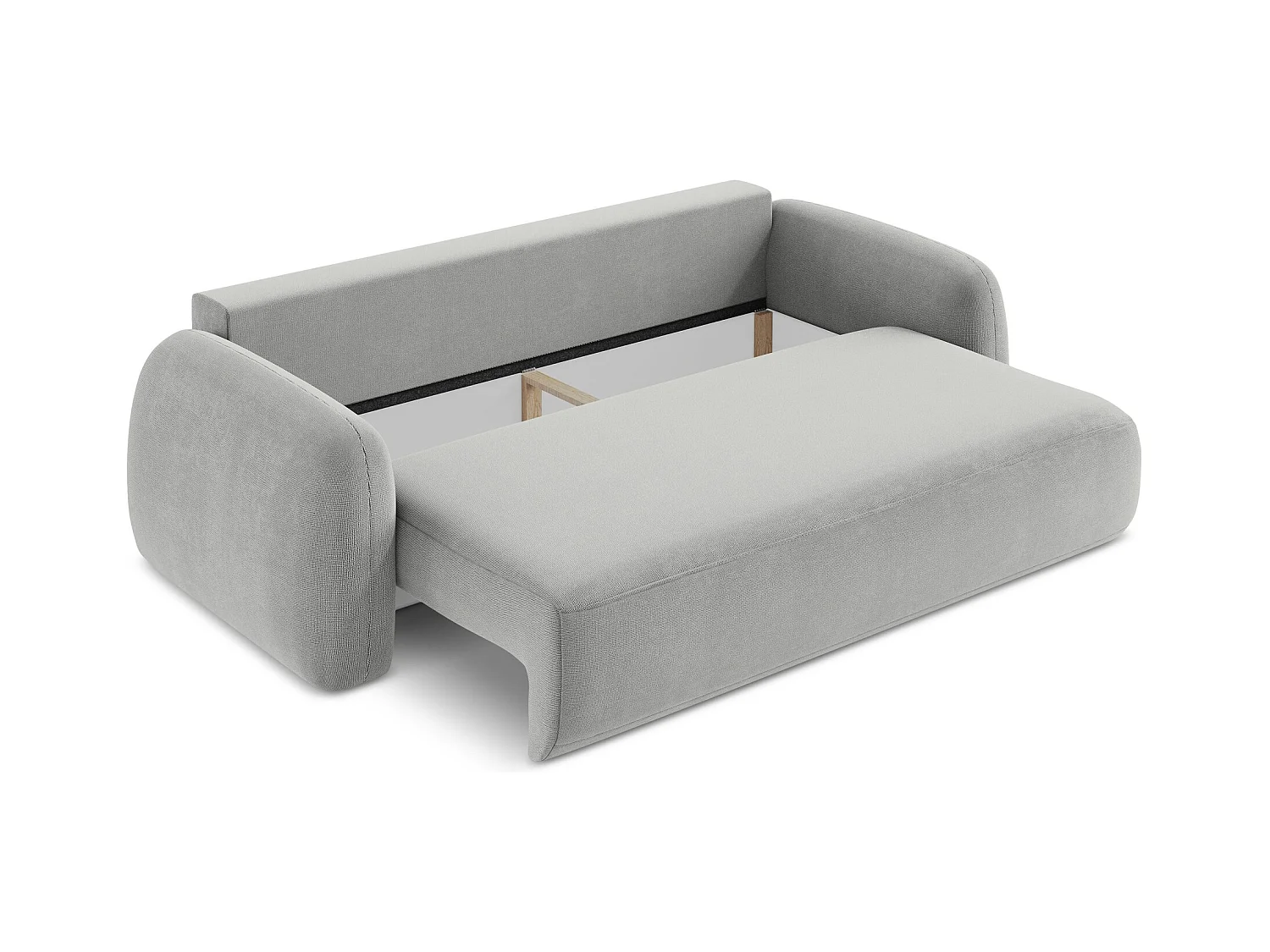 Canapé 3 places convertible en tissu texturé - gris clair - HALE