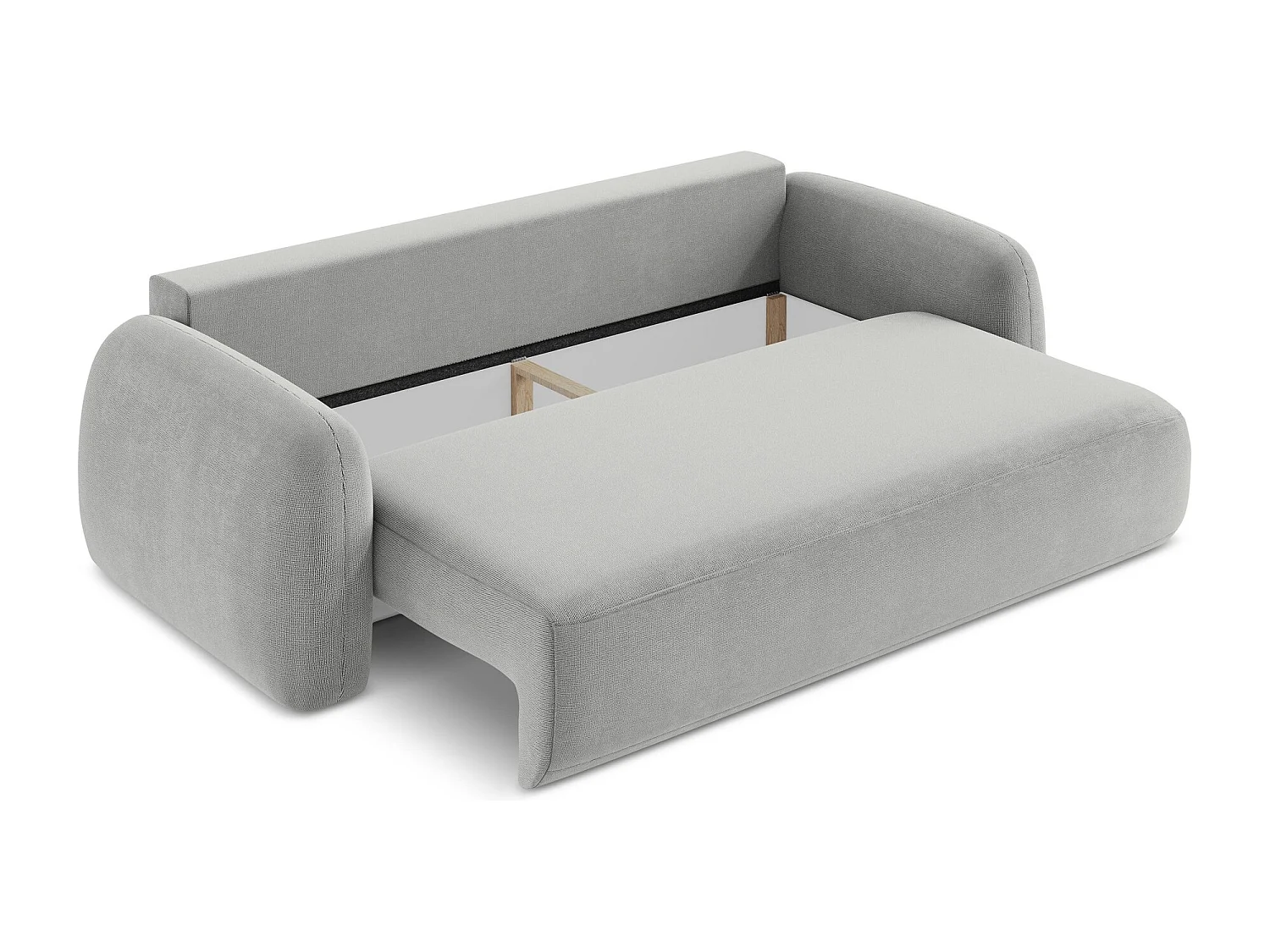 Canapé 3 places convertible en tissu texturé - gris clair - HALE