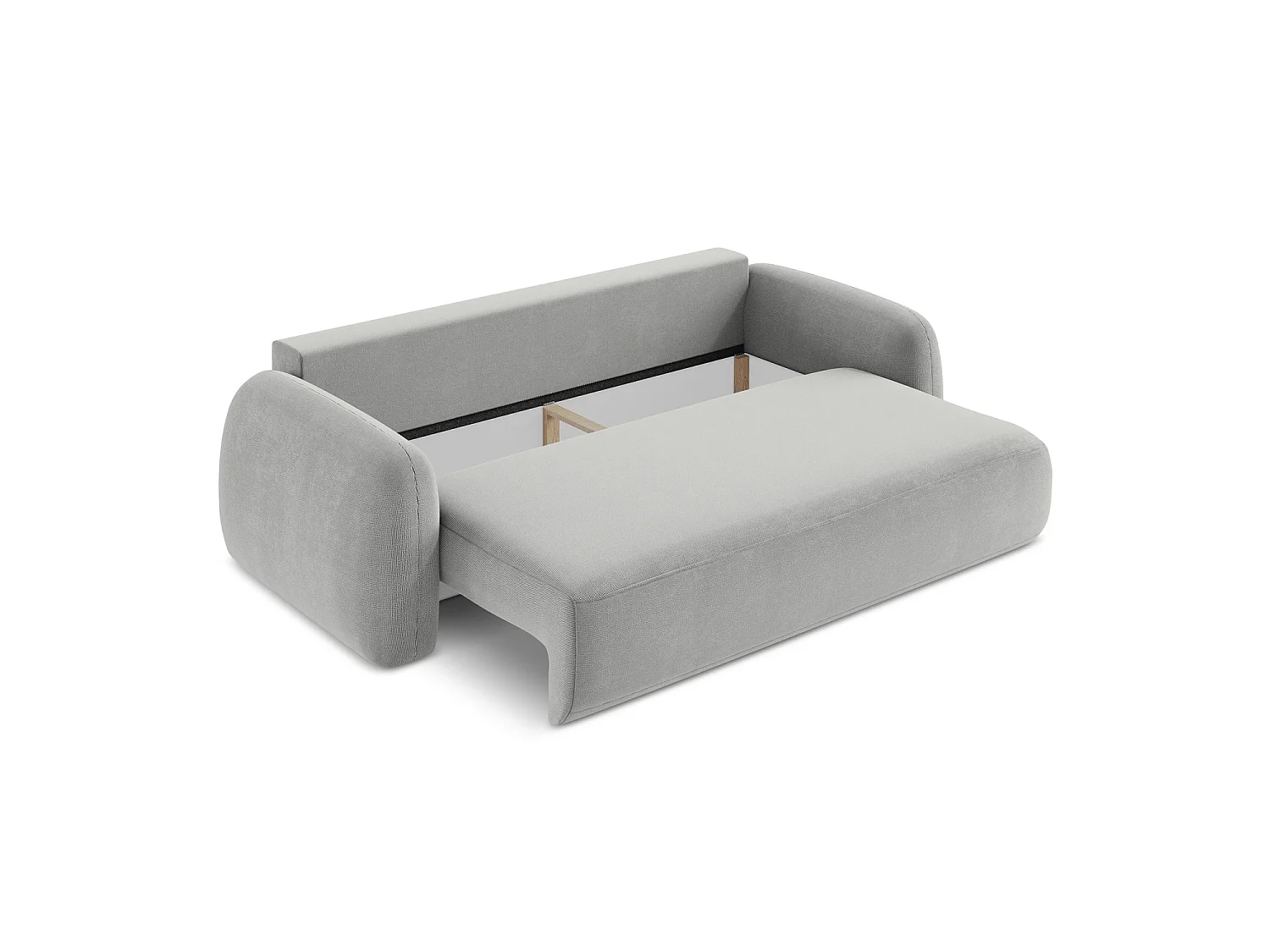 Canapé 3 places convertible en tissu texturé - gris clair - AMALFI