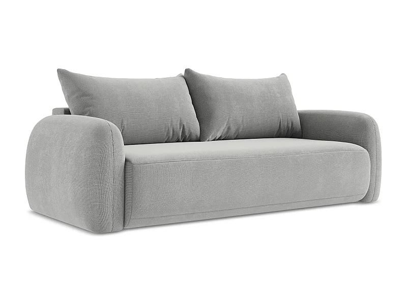 Canapé 3 places convertible en tissu texturé - gris clair - HALE