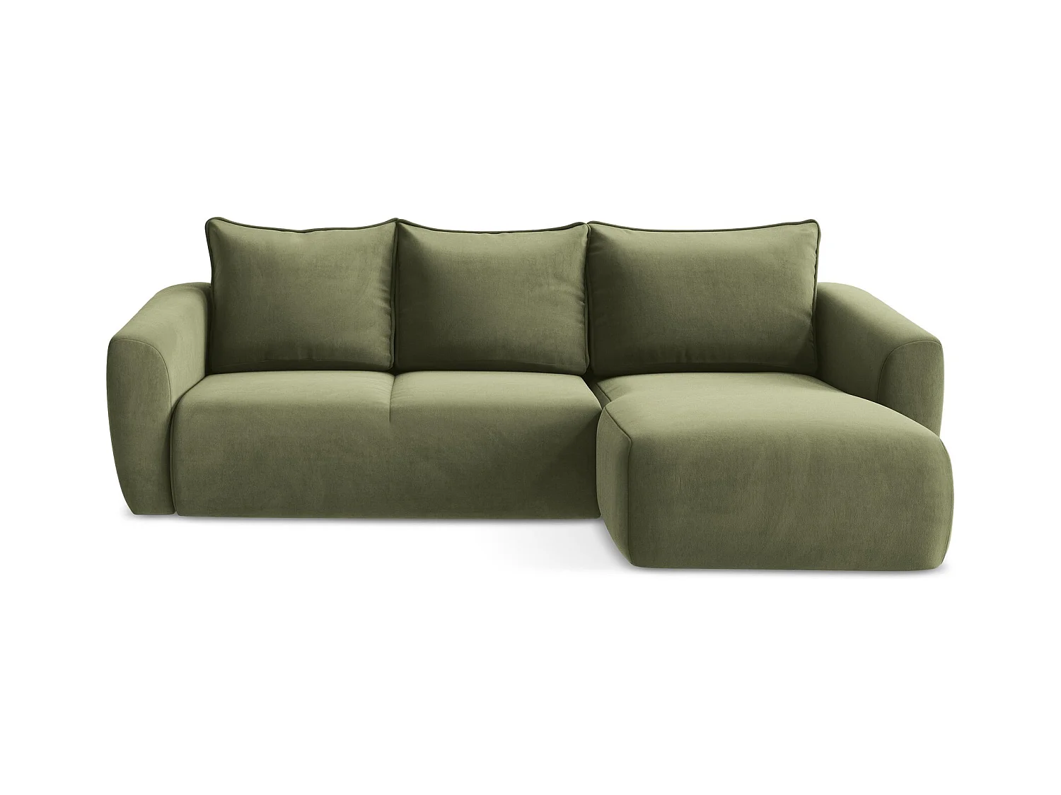 Canapé d'angle droit convertible en velours - olive - GUAVA