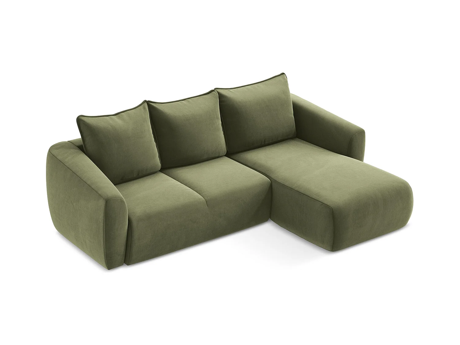 Canapé d'angle droit convertible en velours - olive - GUAVA