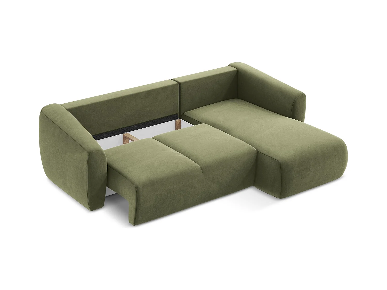 Canapé d'angle droit convertible en velours - olive - GUAVA