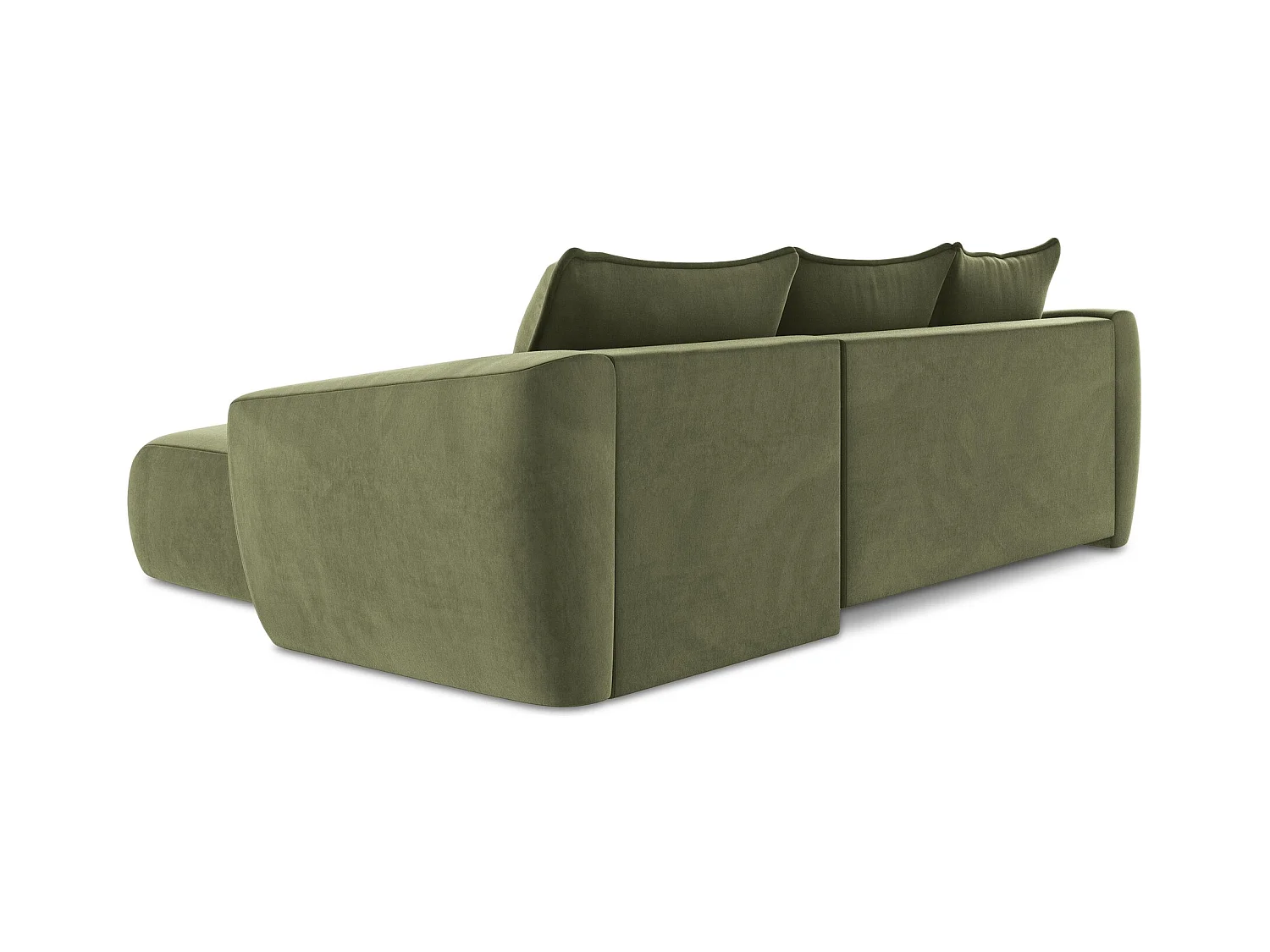 Canapé d'angle droit convertible en velours - olive - GUAVA