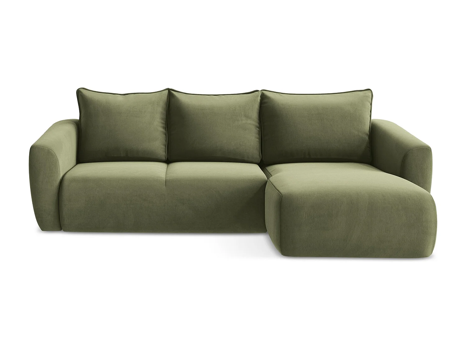 Canapé d'angle droit convertible en velours - olive - GUAVA