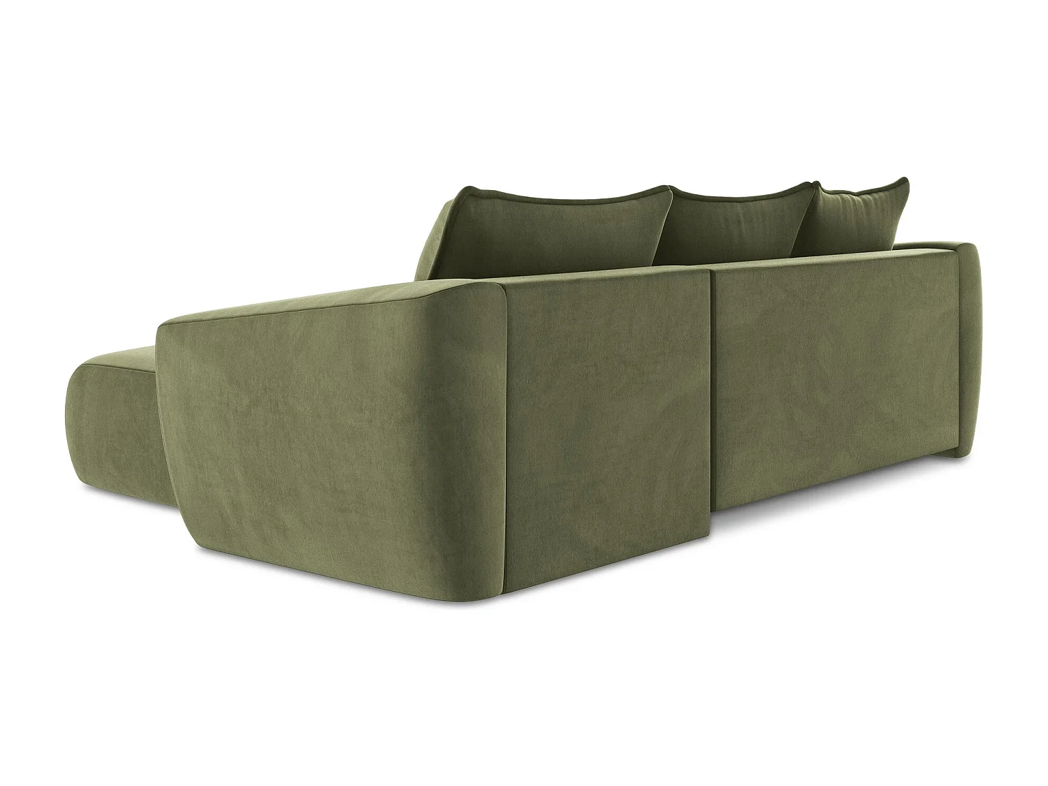 Canapé d'angle droit convertible en velours - olive - GUAVA