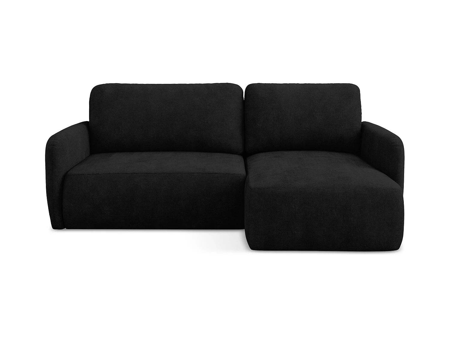 Canapé d'angle droit convertible en tissu chenille - noir - LILO