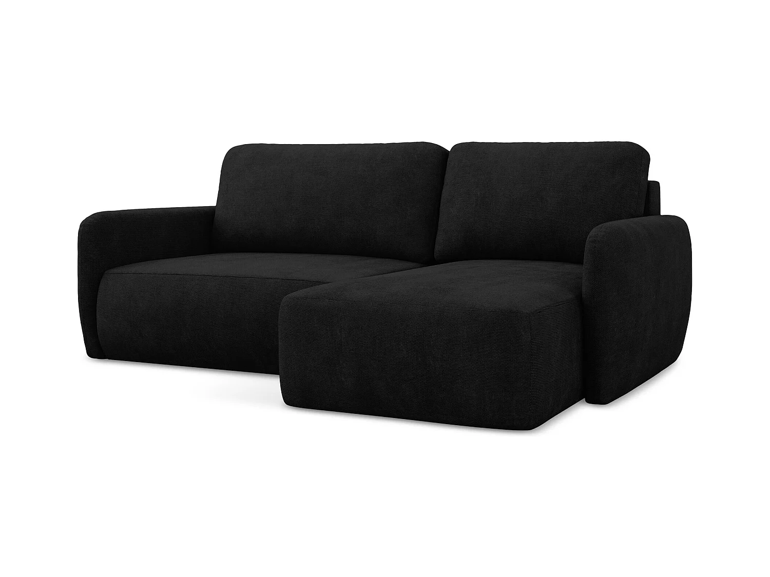 Canapé d'angle droit convertible en tissu chenille - noir - LILO
