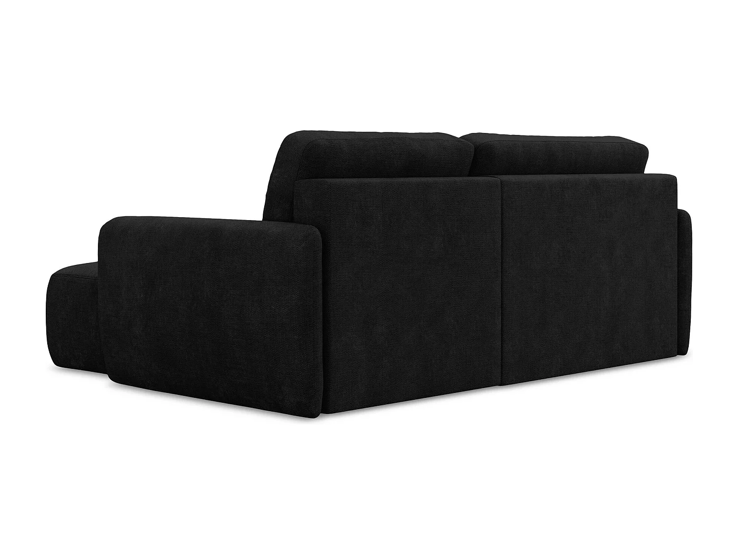 Canapé d'angle droit convertible en tissu chenille - noir - LILO