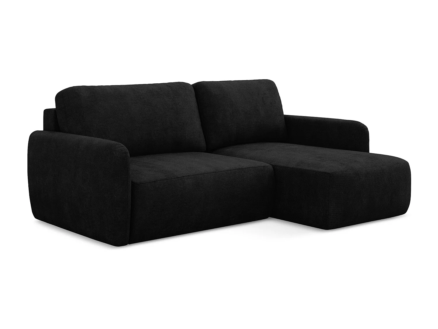 Canapé d'angle droit convertible en tissu chenille - noir - LILO
