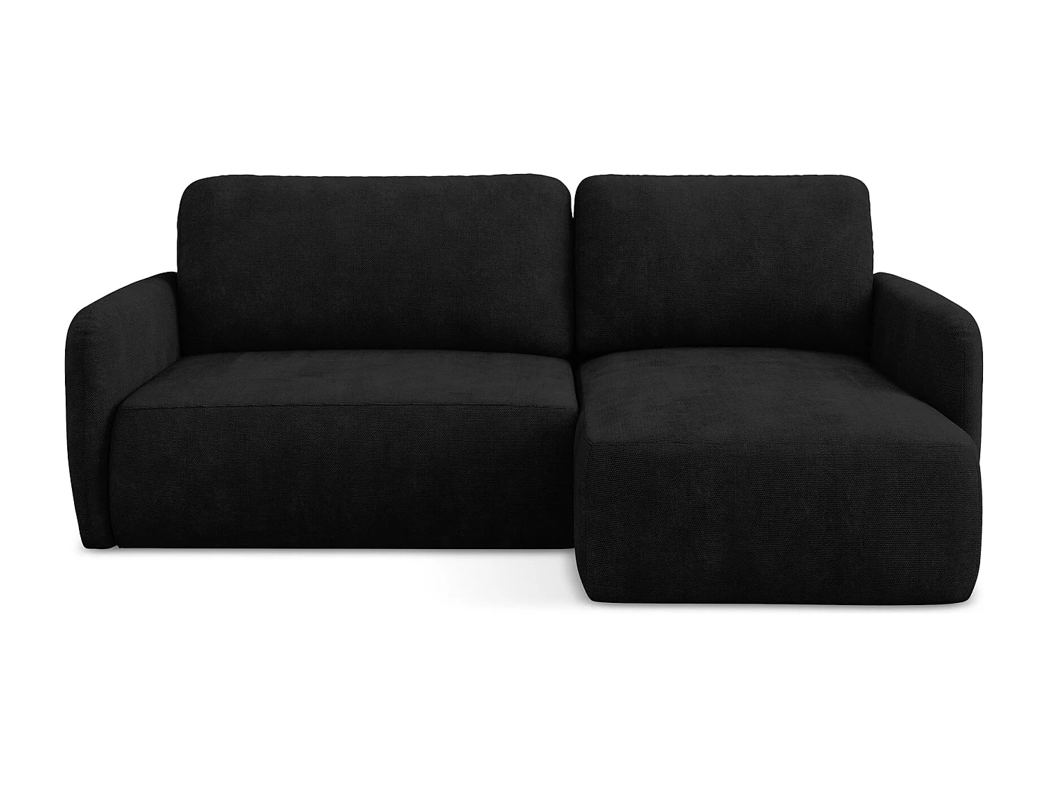 Canapé d'angle droit convertible en tissu chenille - noir - LILO