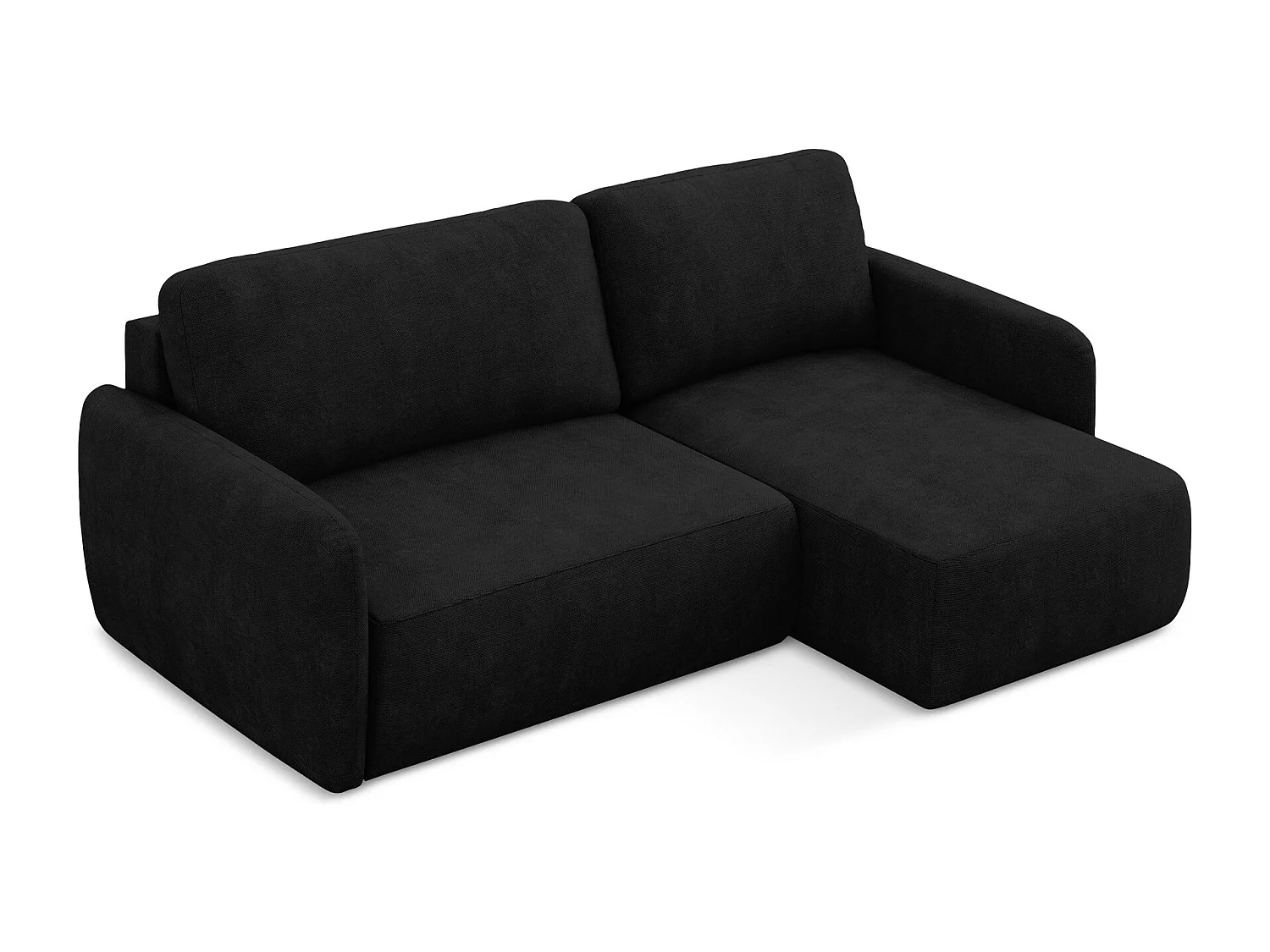 Canapé d'angle droit convertible en tissu chenille - noir - LILO