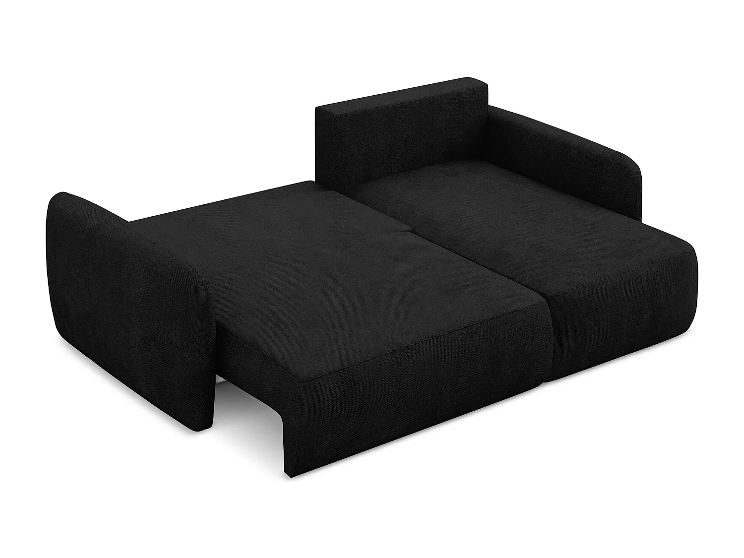 Canapé d'angle droit convertible en tissu chenille - noir - LILO