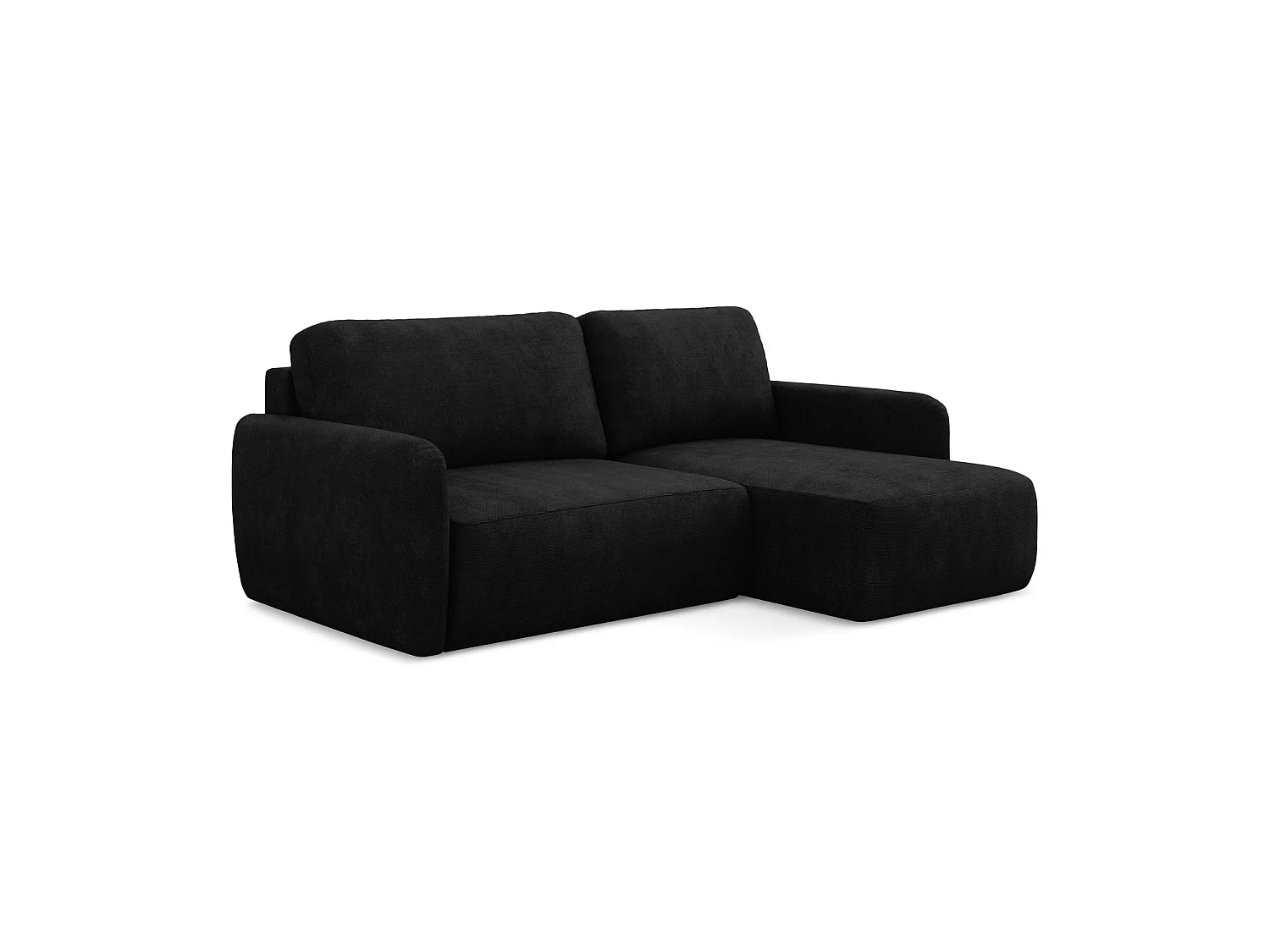 Canapé d'angle droit convertible en tissu chenille - noir - CORLE