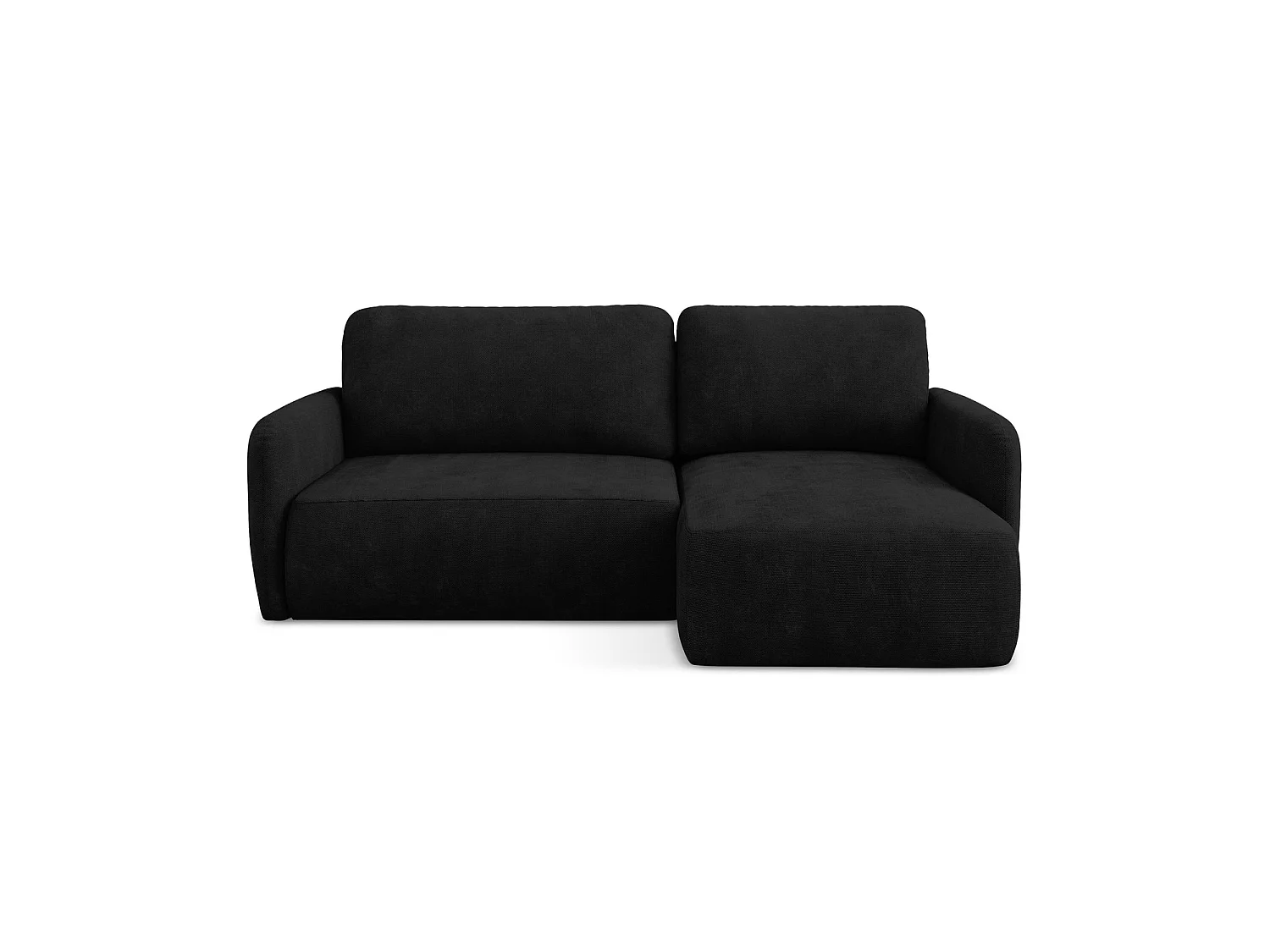 Canapé d'angle droit convertible en tissu chenille - noir - CORLE