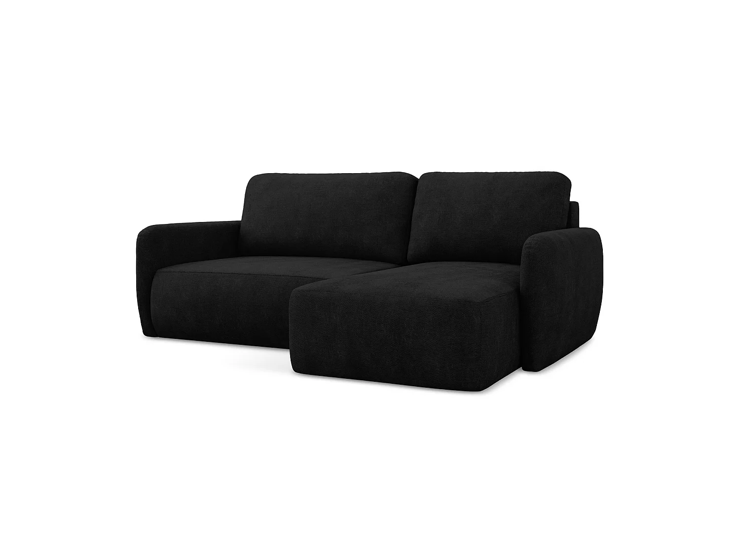 Canapé d'angle droit convertible en tissu chenille - noir - CORLE