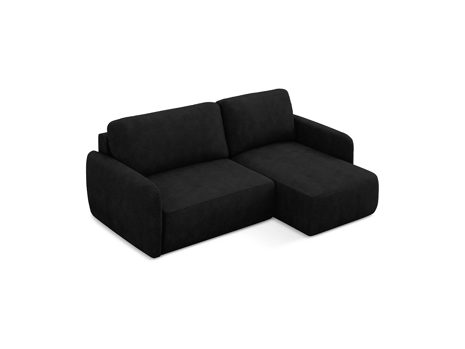 Canapé d'angle droit convertible en tissu chenille - noir - CORLE
