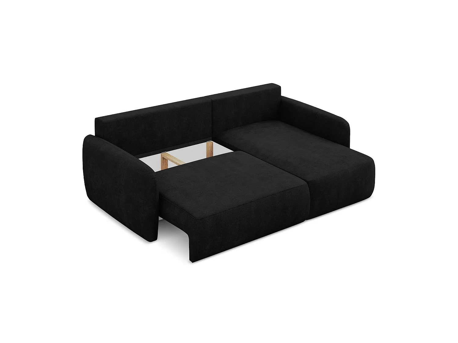 Canapé d'angle droit convertible en tissu chenille - noir - CORLE