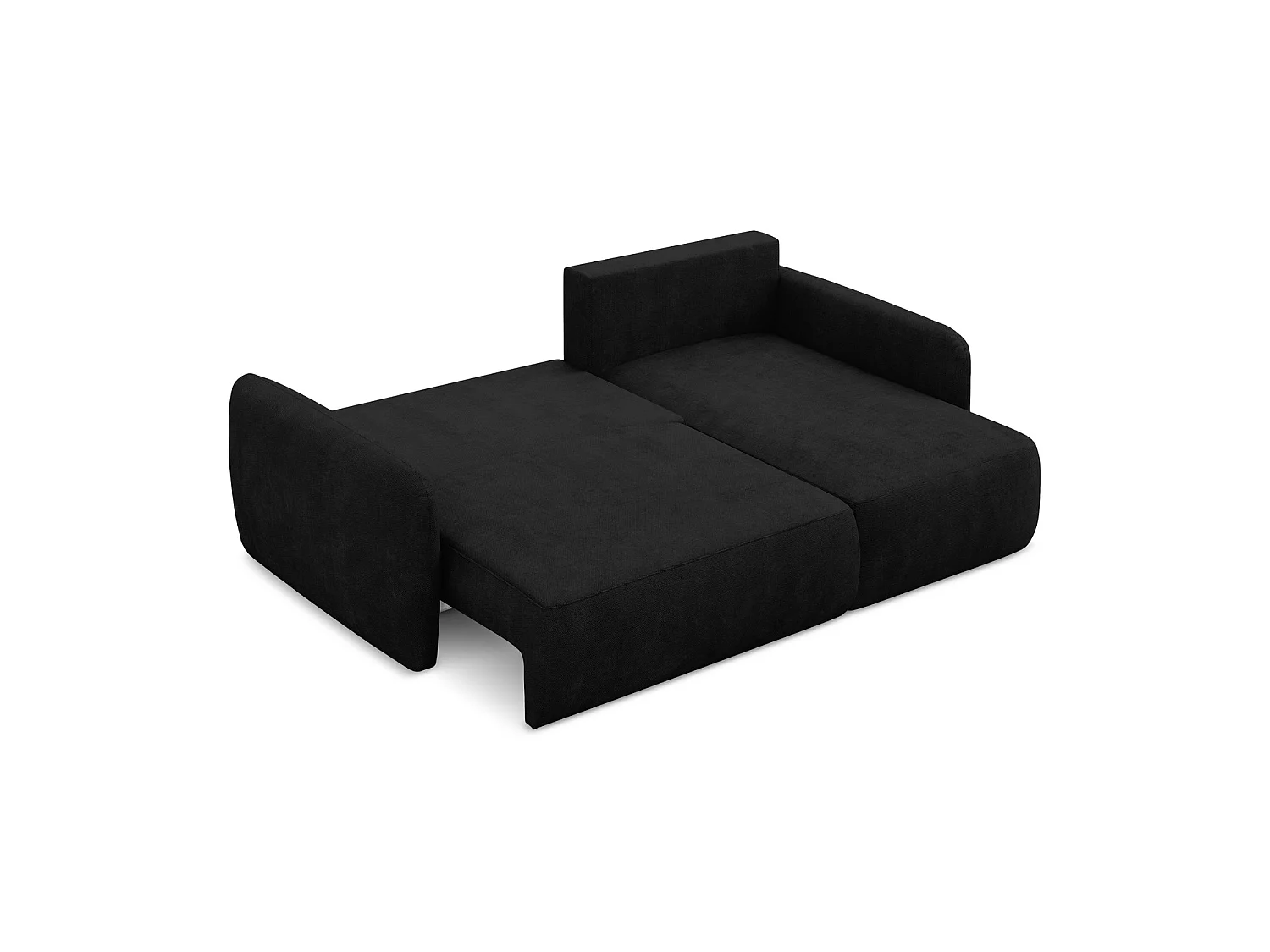 Canapé d'angle droit convertible en tissu chenille - noir - CORLE