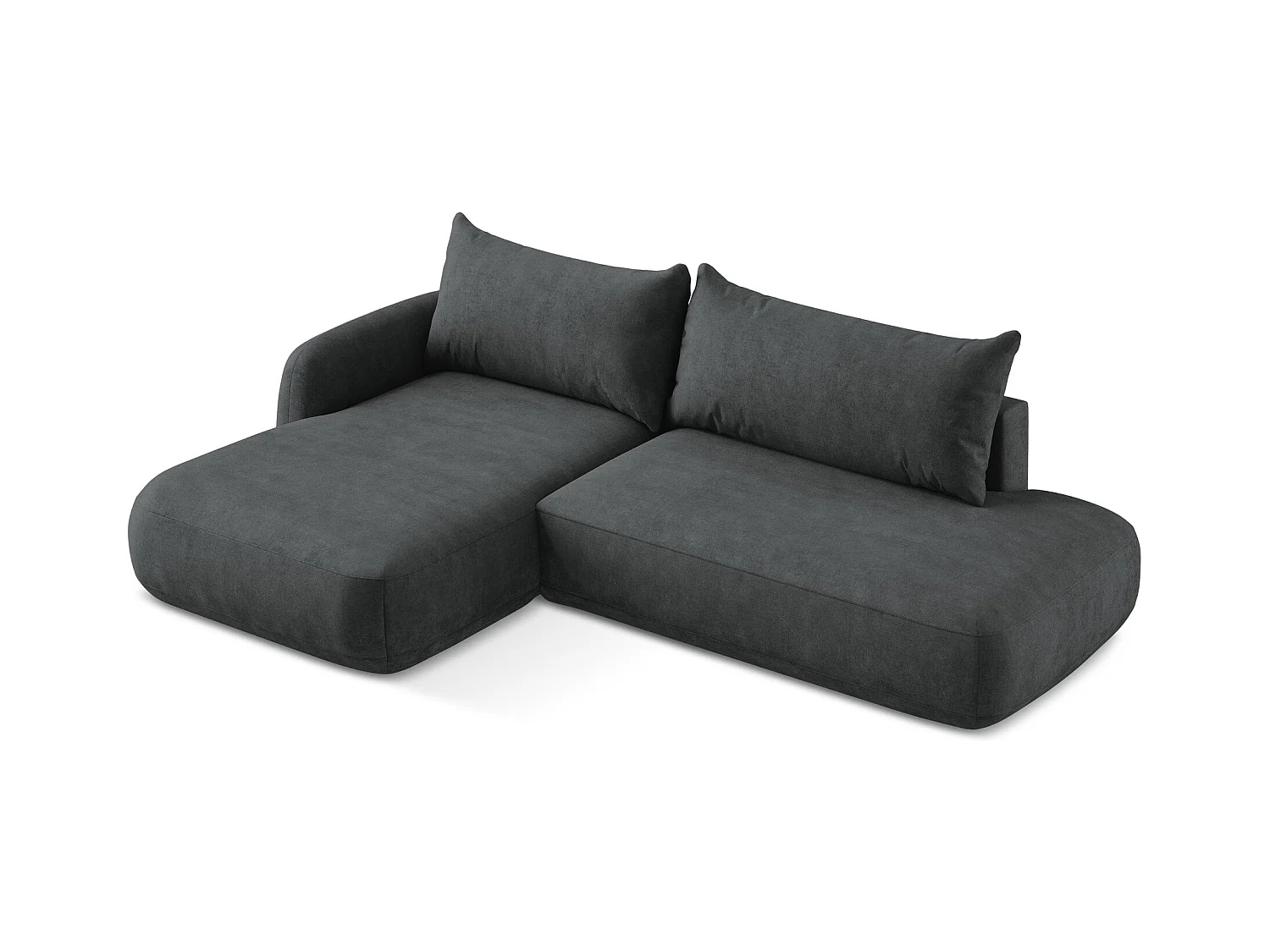 Canapé d’angle 3 places gauche convertible en tissu chenille - gris foncé - HALE