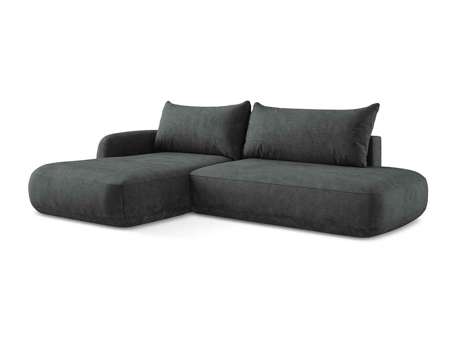 Canapé d’angle 3 places gauche convertible en tissu chenille - gris foncé - HALE