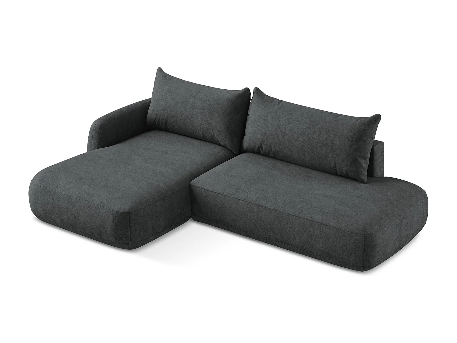 Canapé d’angle 3 places gauche convertible en tissu chenille - gris foncé - HALE