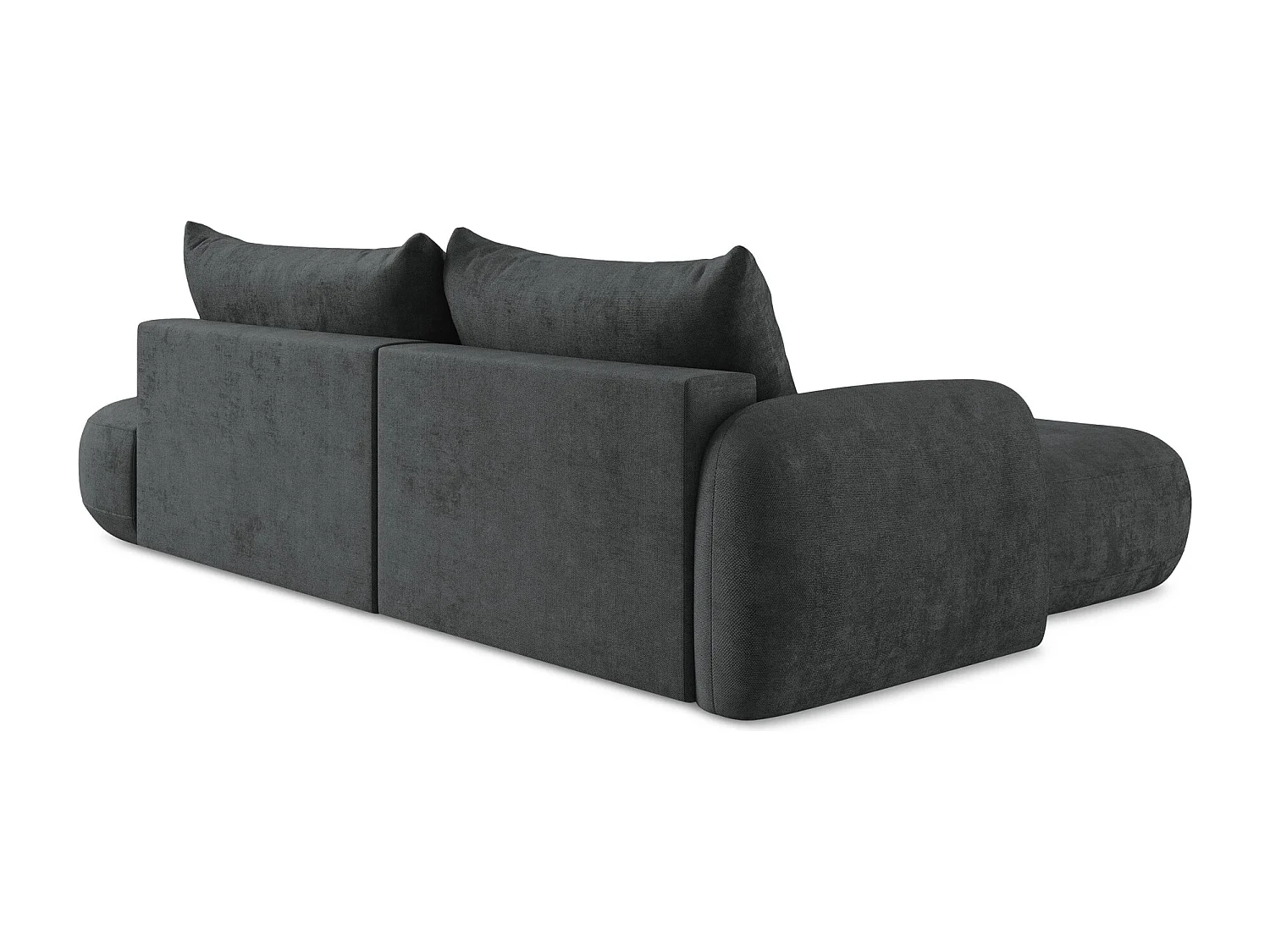 Canapé d’angle 3 places gauche convertible en tissu chenille - gris foncé - HALE
