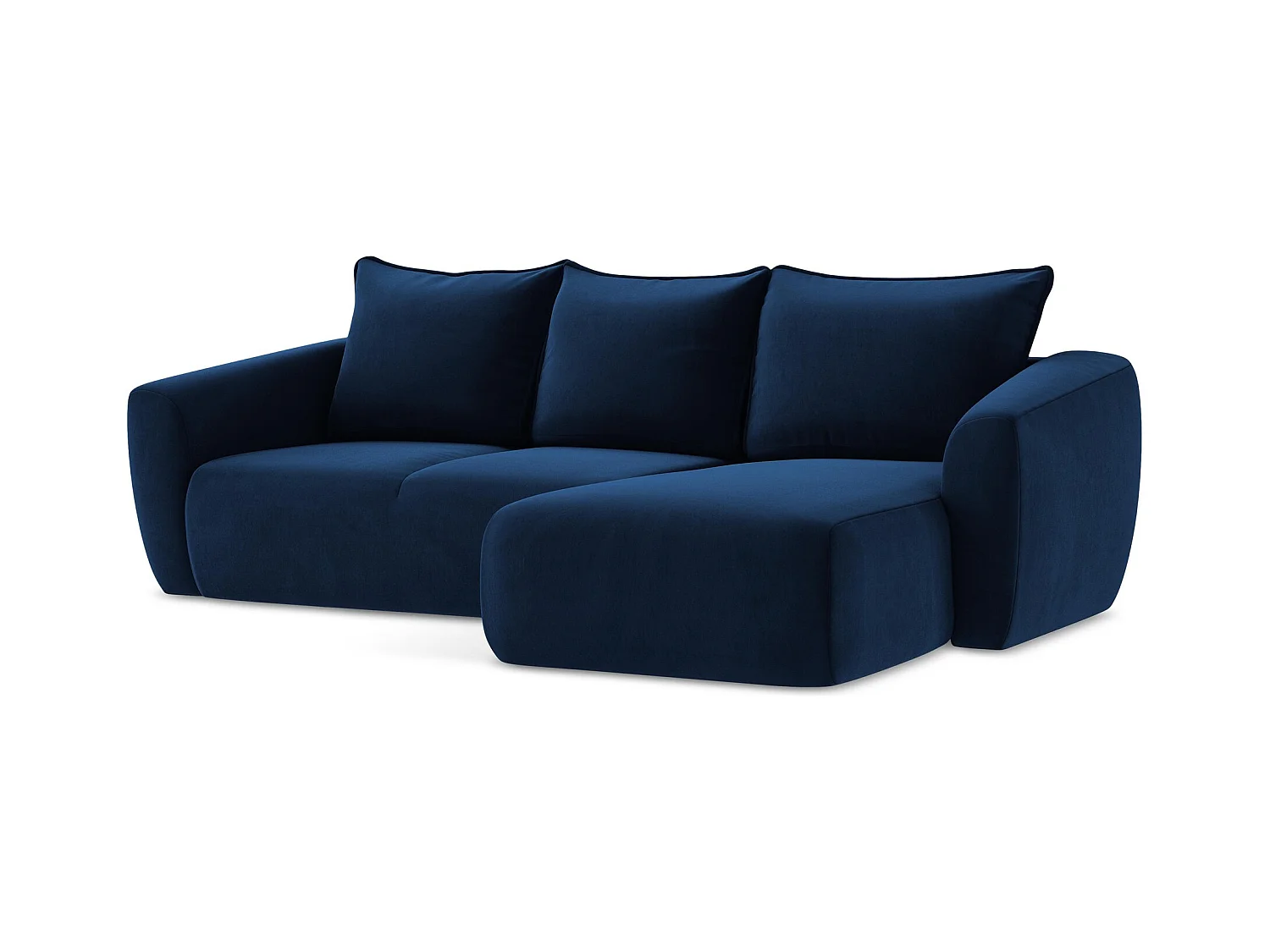 Canapé d'angle droit convertible en velours - bleu royal - GUAVA