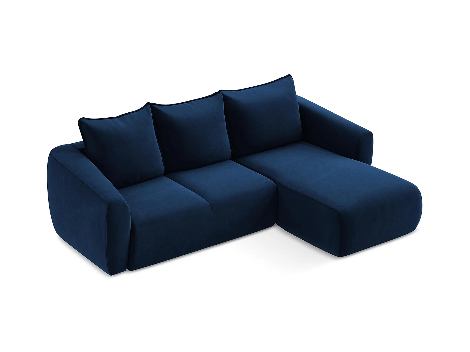 Canapé d'angle droit convertible en velours - bleu royal - GUAVA