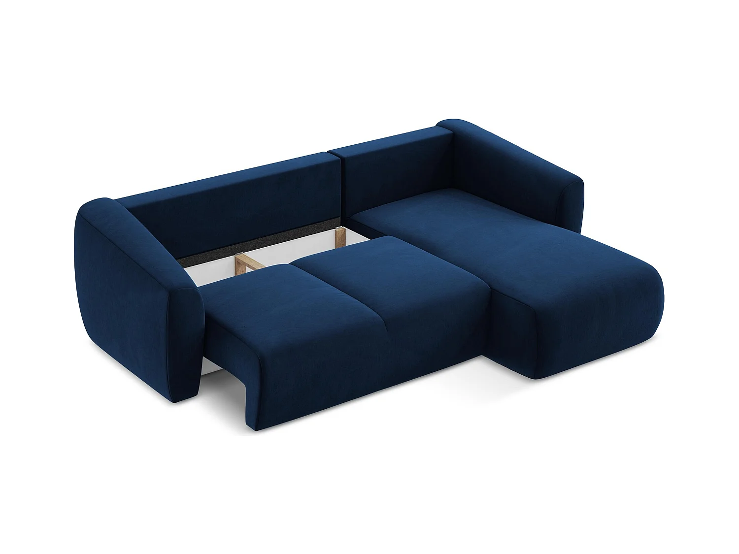 Canapé d'angle droit convertible en velours - bleu royal - GUAVA