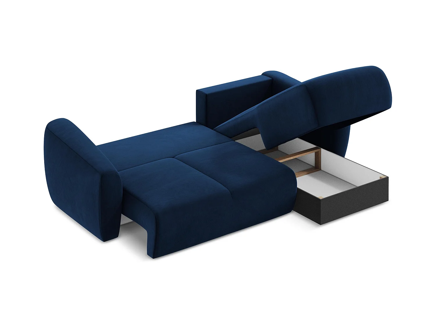 Canapé d'angle droit convertible en velours - bleu royal - GUAVA