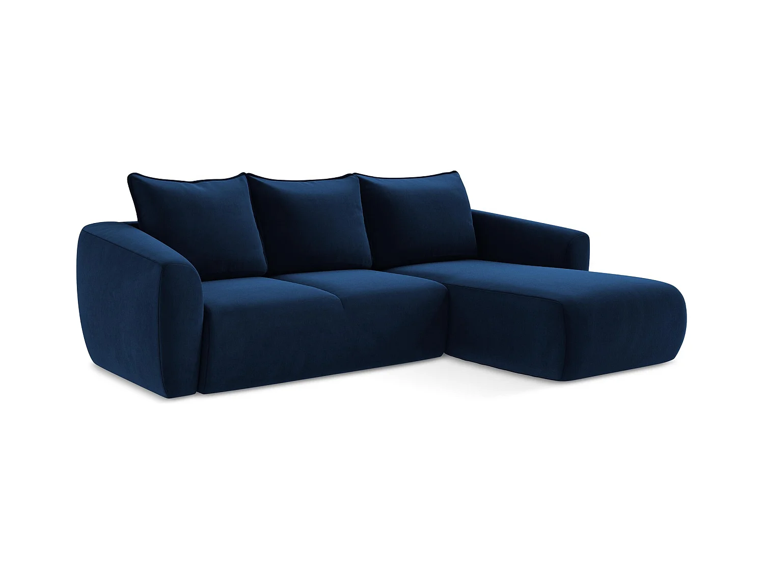 Ecksofa mit Schlaffunktion - Ecke Rechts - Samt - Königsblau - GUAVA