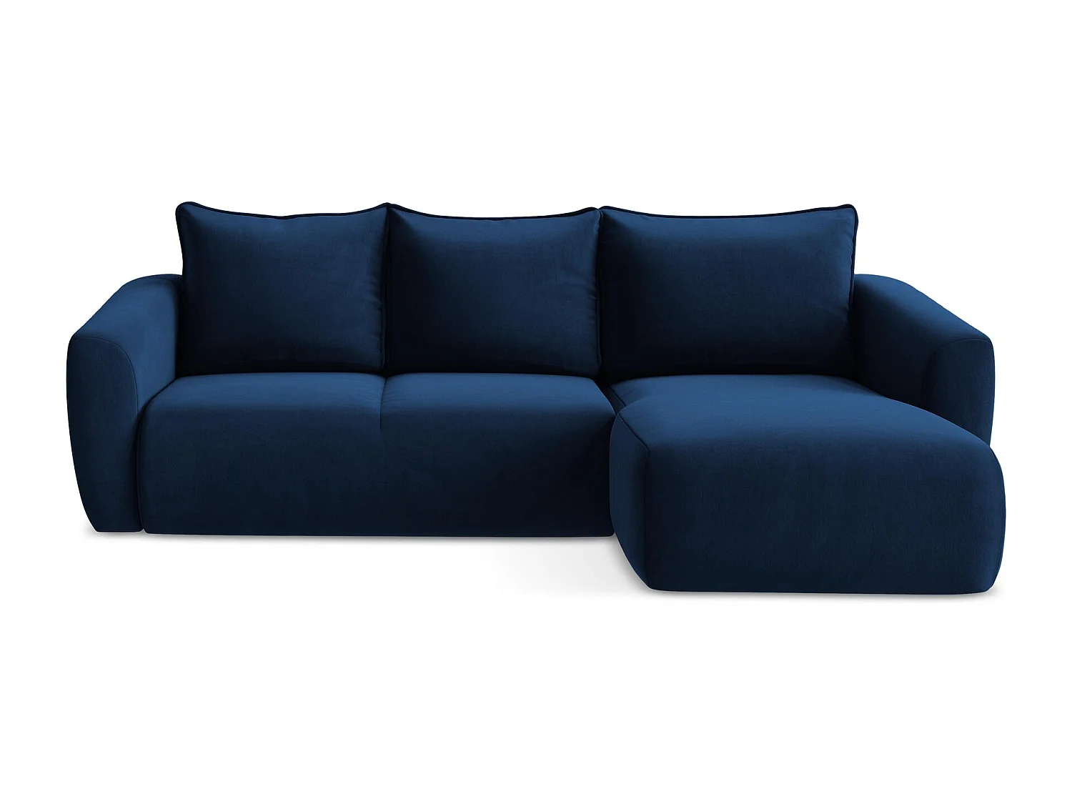 Canapé d'angle droit convertible en velours - bleu royal - GUAVA
