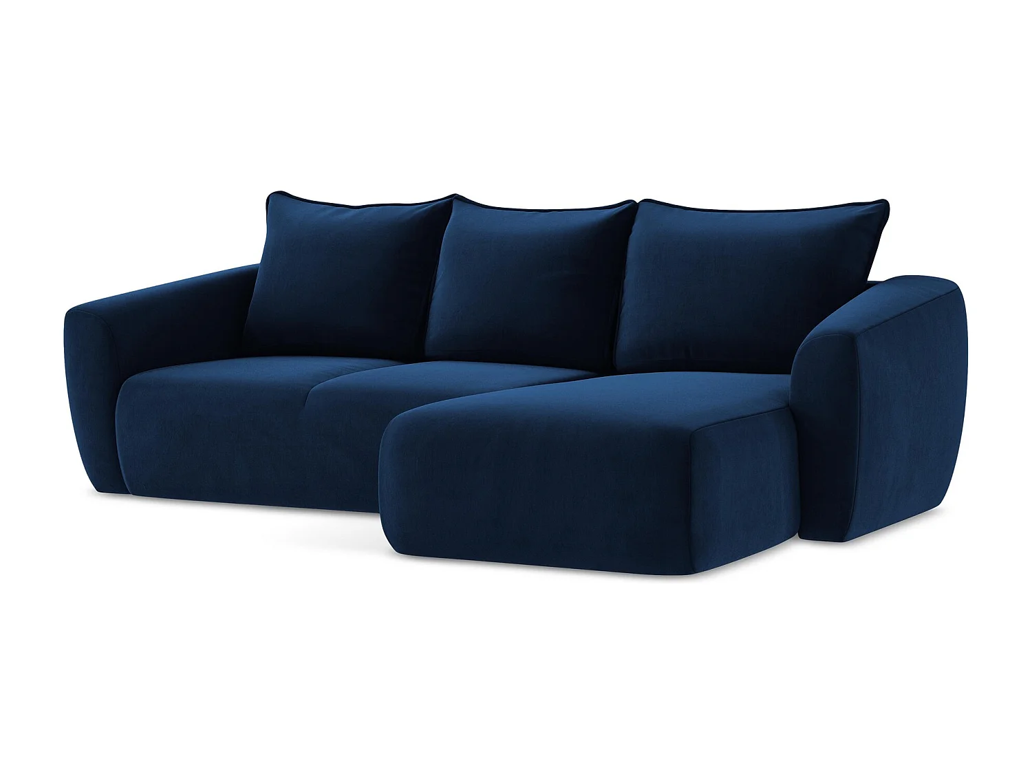 Canapé d'angle droit convertible en velours - bleu royal - GUAVA