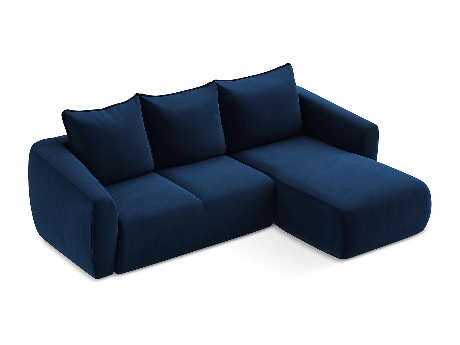 Canapé d'angle droit convertible en velours - bleu royal - GUAVA