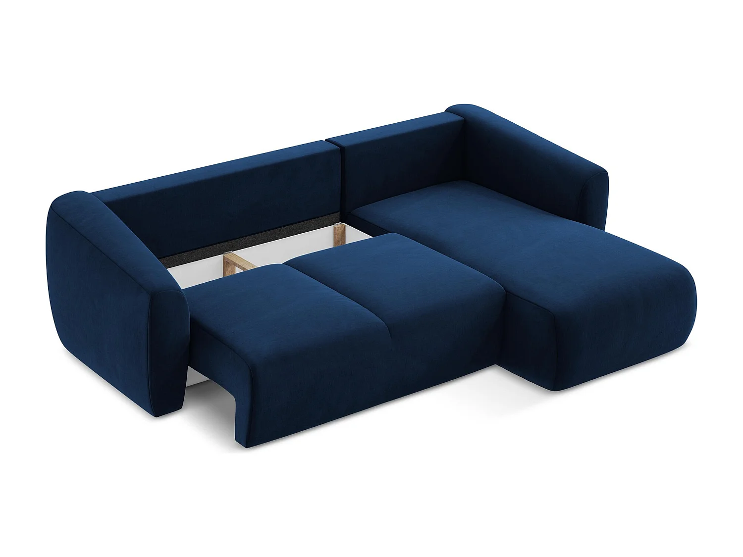 Canapé d'angle droit convertible en velours - bleu royal - GUAVA