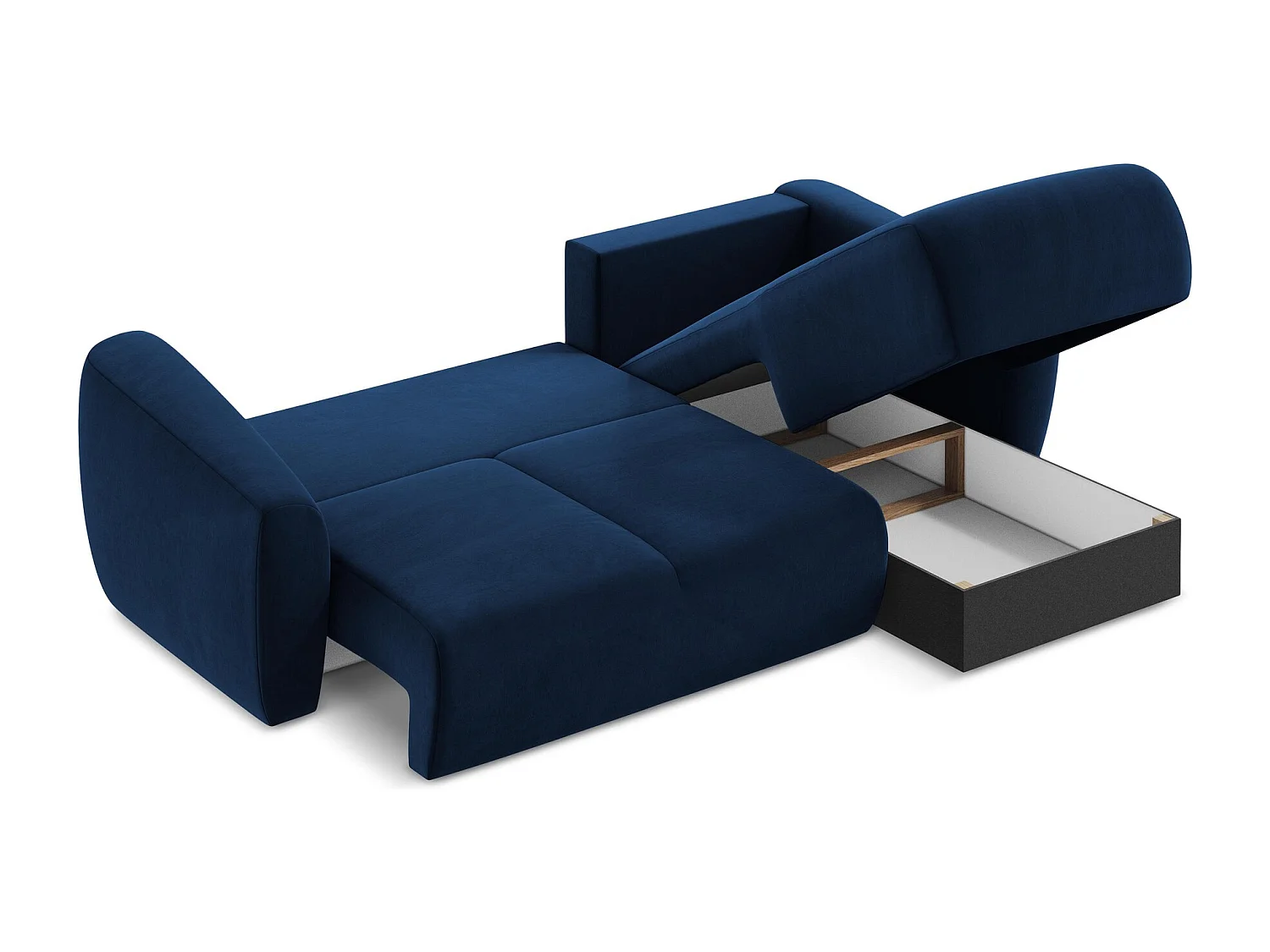 Canapé d'angle droit convertible en velours - bleu royal - GUAVA