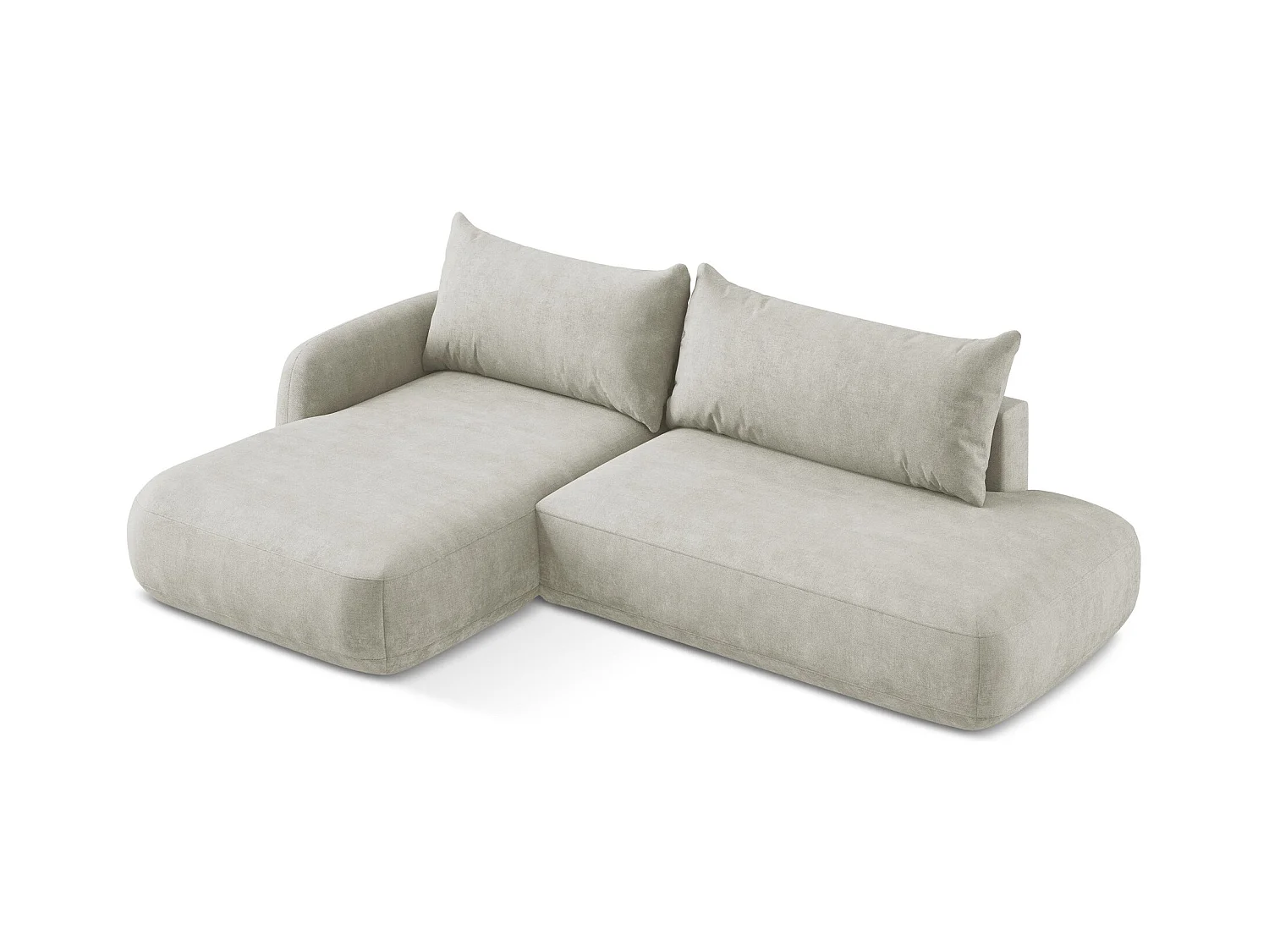 Canapé d’angle 3 places gauche convertible en tissu chenille - perle - HALE