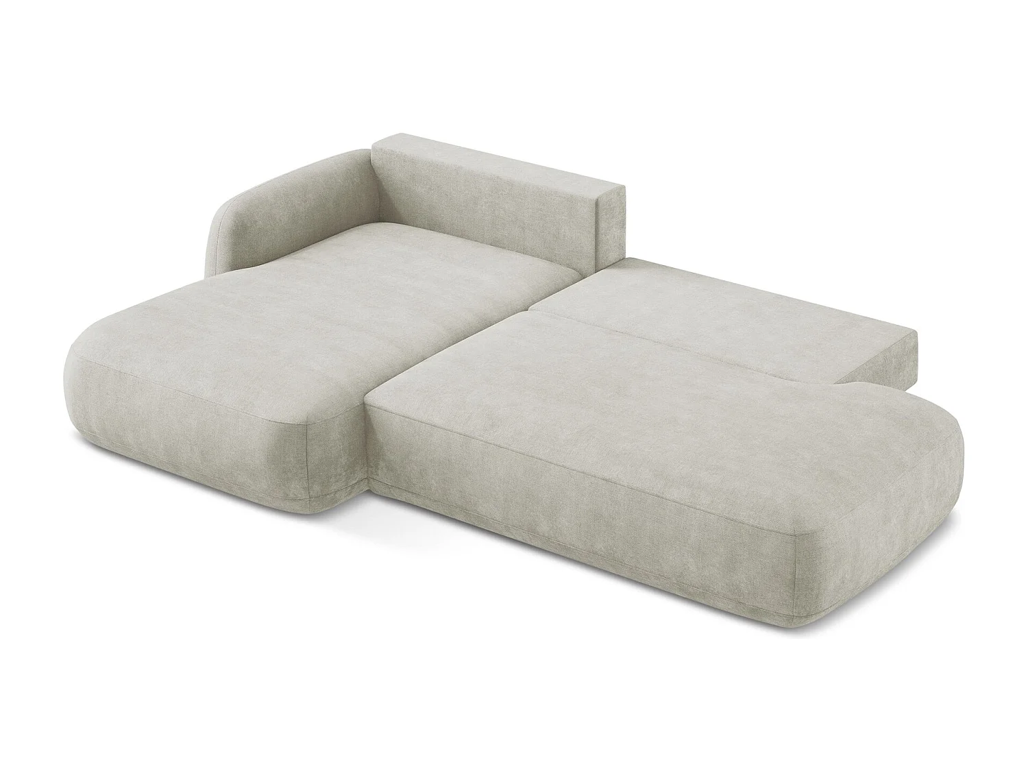 Canapé d’angle 3 places gauche convertible en tissu chenille - perle - HALE