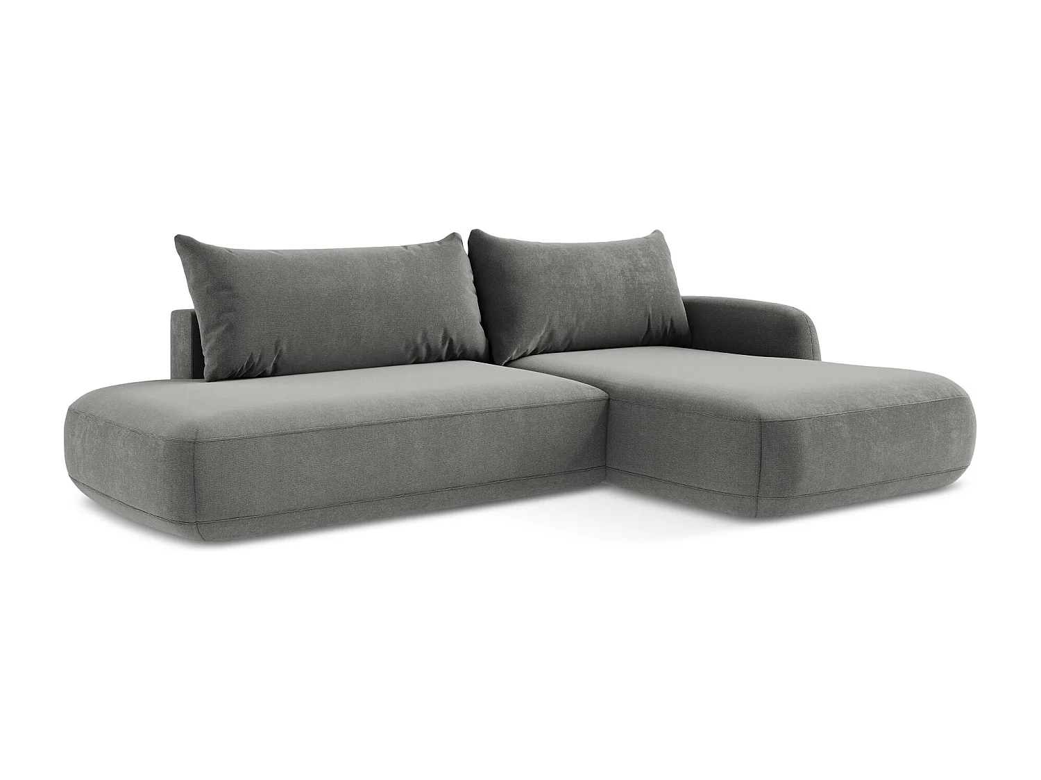 Canapé d'angle droit convertible en tissu texturé - gris - HALE