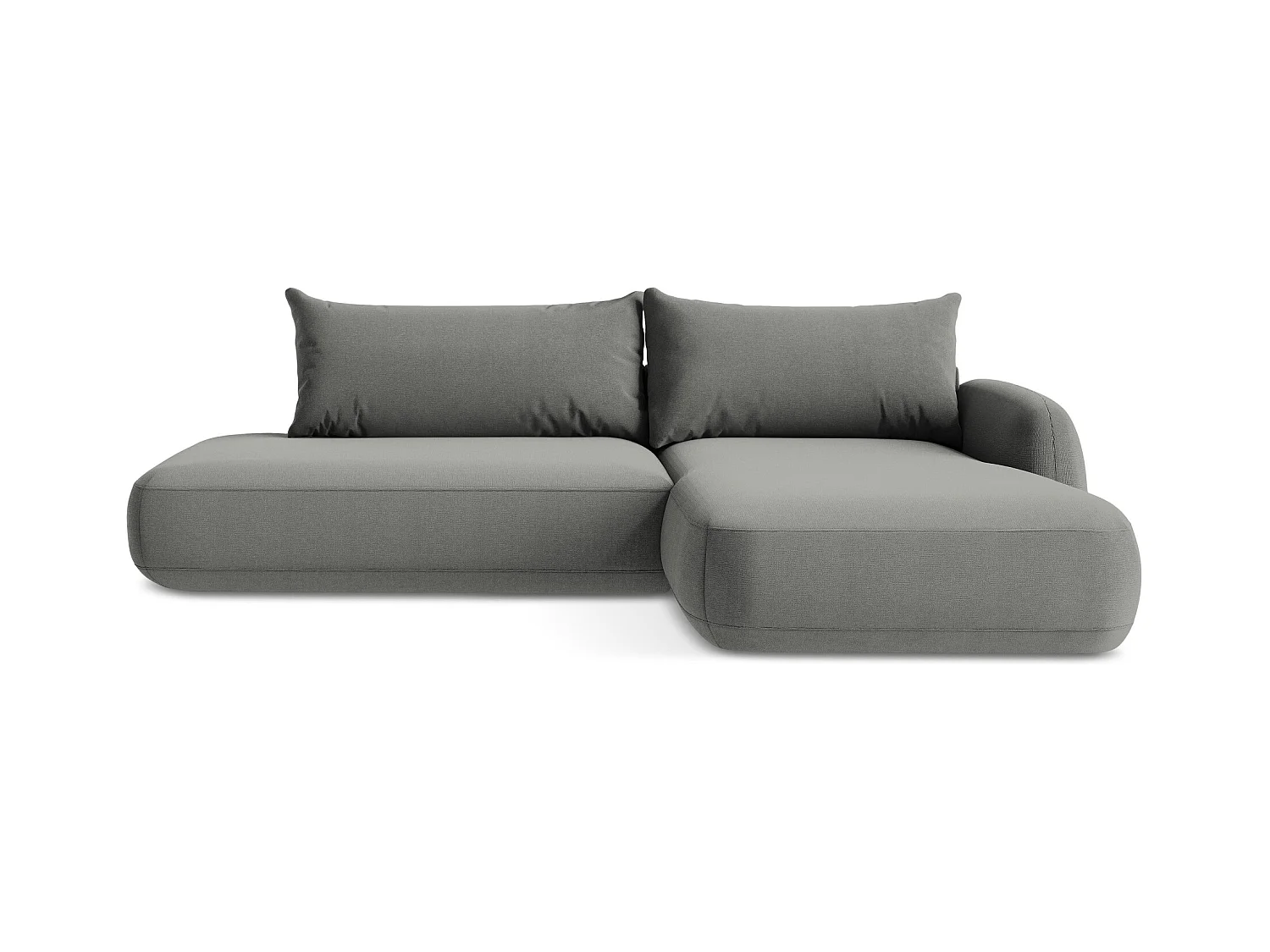 Canapé d'angle droit convertible en tissu texturé - gris - HALE