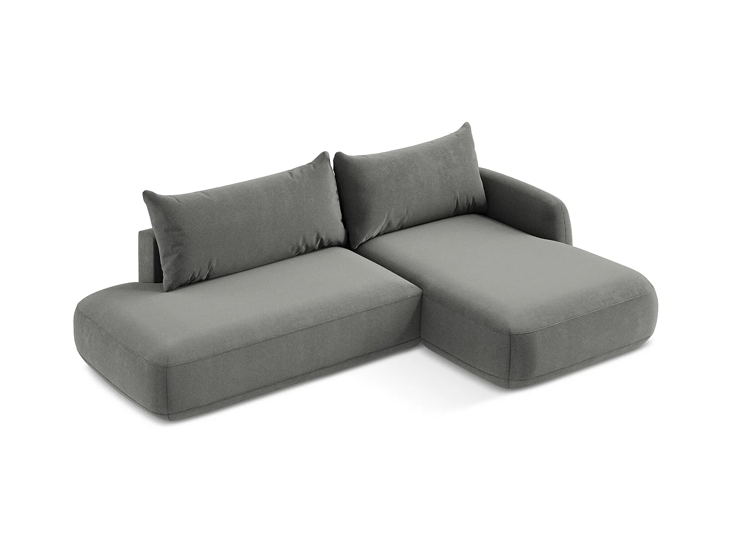 Canapé d'angle droit convertible en tissu texturé - gris - HALE