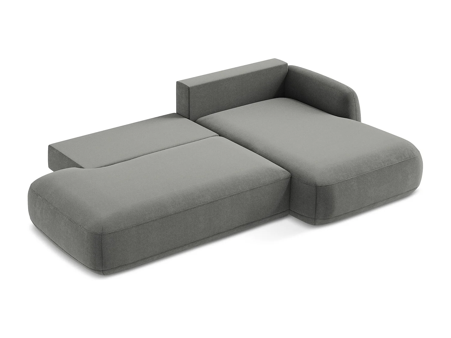 Canapé d'angle droit convertible en tissu texturé - gris - HALE