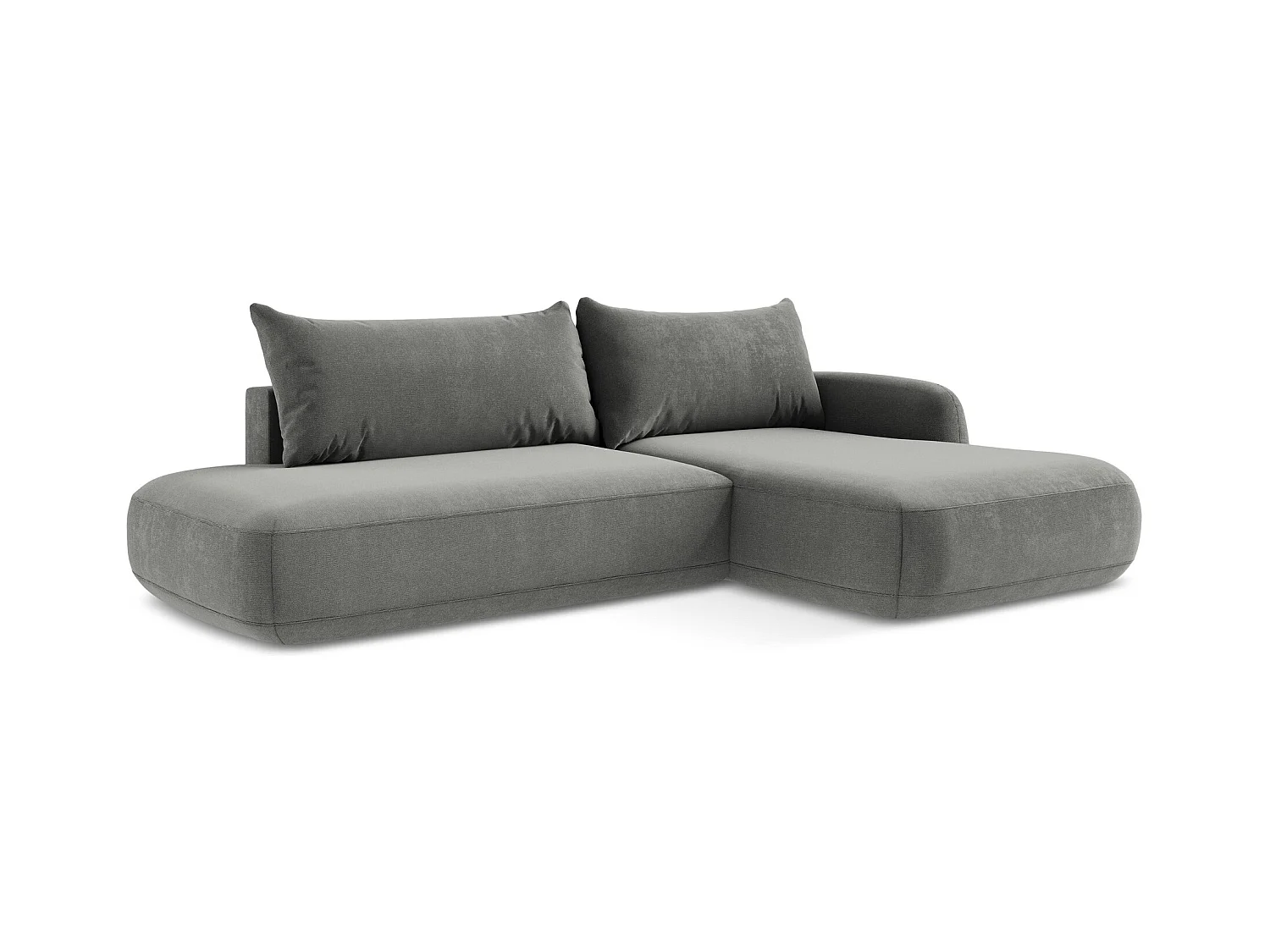 Ecksofa mit Schlaffunktion - Ecke Rechts - Strukturstoff - Grau - HALE