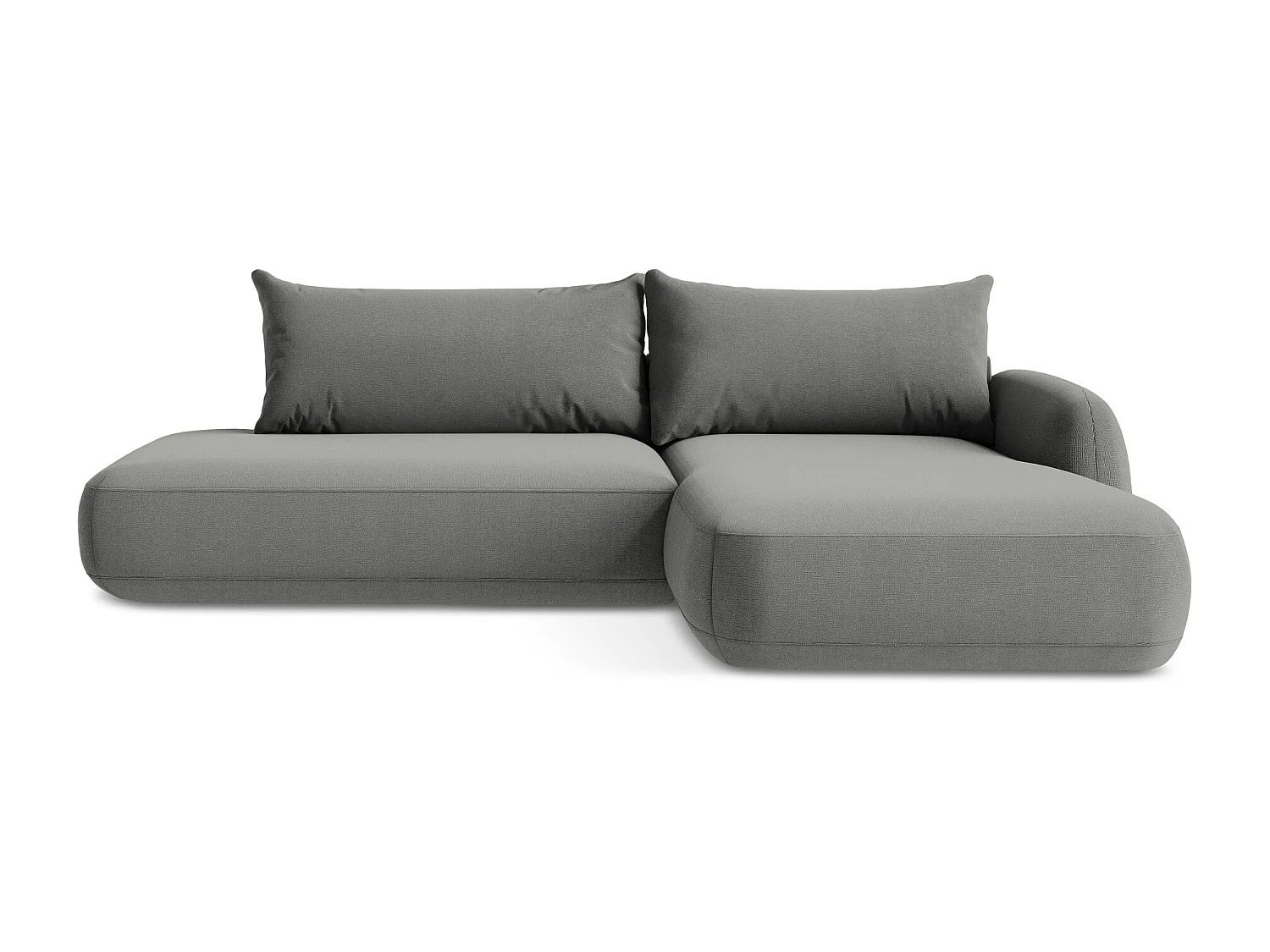 Canapé d'angle droit convertible en tissu texturé - gris - HALE