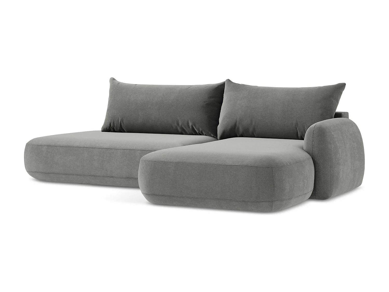 Canapé d'angle droit convertible en tissu texturé - gris - HALE